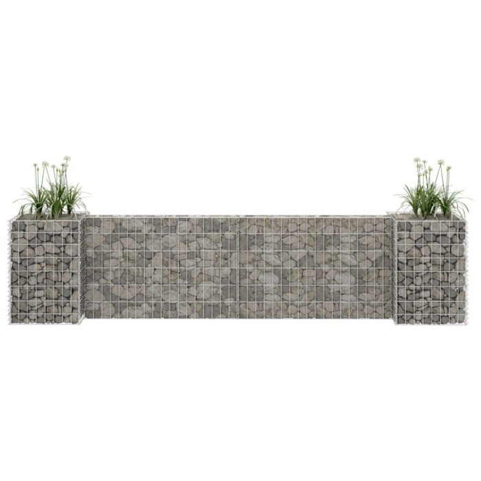 Jardiniera gabion &icirc;n forma de H, sarma otel, 260 x 40 x 60 cm GartenMobel Dekor