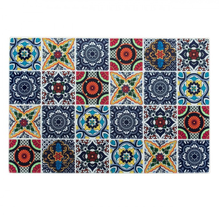 Tocator Sticlă, Tiles, Dimensiuni 30x20cm, Multicolor, Incasabil
