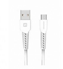 Cablu de date Swissten microUSB 1m Alb foto