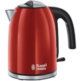Fierbator Russell Hobbs Colours Plus Flame Red 20412-70, 2400 W, 1.7 l, Fierbere rapida, Varf turnare perfecta, Rosu/Inox
