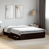 VidaXL Cadru de pat cu sertare, negru, 140x200 cm, lemn prelucrat