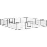 PawHut Țarc Modular pentru Animale Domestice, 16 Panouri din Oțel, 2 Uși cu Zăvor, 80x60x1.5 cm, Negru | Aosom Romania