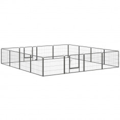 PawHut Țarc Modular pentru Animale Domestice, 16 Panouri din Oțel, 2 Uși cu Zăvor, 80x60x1.5 cm, Negru | Aosom Romania