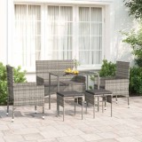 vidaXL Set mobilier de grădină cu perne, 6 piese, gri, poliratan