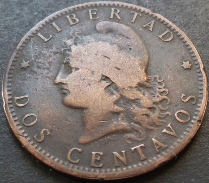 Moneda istorica 2 (DOS) CENTAVOS - ARGENTINA, anul 1884 * cod 4331 B