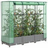 Strat &icirc;nălțat cu husă de seră, aspect ratan, 120x40x123 cm