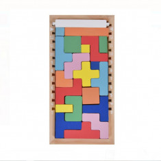 Joc educativ din lemn &amp;ndash; Tetris, 21 piese, 12.5x25.5 cm, 3 ani + foto
