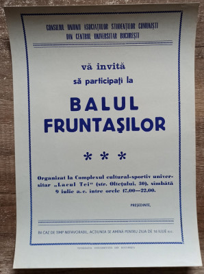 Afis de mici dimensiuni Balul Fruntasilor, perioada comunista foto