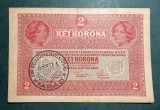 Bancnota Romania Ungaria 2 Coroane Kronen stampila regionala Arad