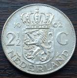(A578) MONEDA OLANDA - 2 1/2 GULDEN 1962, REGINA JULIANA, 15 GRAME, AG 720, Europa, Argint