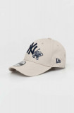 New Era șapcă de baseball din bumbac culoarea bej, cu imprimeu, NEW YORK YANKEES