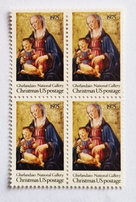 4 timbre Statele Unite bloc de 4 val. MNH 1975 CHRISTMA_Madonna și Pruncul_1579 foto