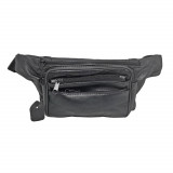Cumpara ieftin Borseta de brau barbati din piele naturala neagra, 21x12 cm, 6 buzunare cu fermoar, curea reglabila, Magrot 807