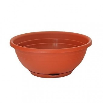Ghiveci rotund Strend Pro Serenella Brown, 10l, culoare maro, cu farfurie foto