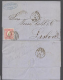 Portugal 1873 Postal History Rare Cover + Content 25 R Porto to Lisboa DB.556