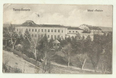 cp Turnu-Severin : Liceul Traian - 1927, circulata,timbre foto