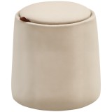 HOMCOM Otoman 2 &icirc;n 1 cu catifea, cu depozitare și capac detașabil &Phi;44 cm x 47,5 cm Bej | Aosom Romania