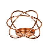 Suport Lumanare din metal, Cercuri, Auriu Rose, 11x11x8 cm, ATU-081354, Oem