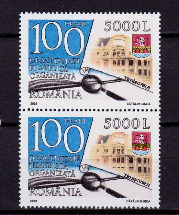 RO 2003 LP 1615 &quot;.Ziua marcii postale romanesti&quot; , serie pereche V ,MNH