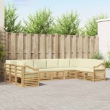 vidaXL Set de canapele de exterior 10 pcs Alb și crem Poliester 3392600