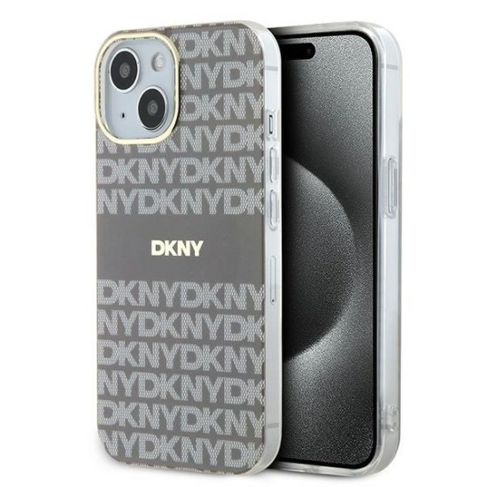 Husa iPhone 15 - DKNY IML Mono &amp; Stripe MagSafe (DKHMP15SHRHSEE) - Beige