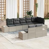 Cumpara ieftin Set de canapele pentru grădină cu pernă 8 pcs Gri deschis