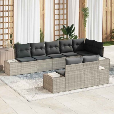 vidaXL Set de canapele pentru grădină 8 pcs Gri deschis Rattan poli 3347112 foto
