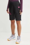 Dynafit pantaloni scurti sport Mezzalama Polartec Alpha femei, culoarea negru, cu imprimeu, high waist, 08.0000071601