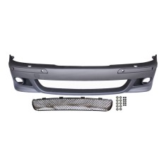 Set bara fata BMW Seria 5 (E39), 01.1996-06.04, cu gauri spalator si 4 senzori parcare; grunduit, de vopsit; type M-Tech; cu grile inferioare, cu ban