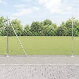 VidaXL &Icirc;mprejmuire cu lanț cu 7 st&acirc;lpi flanșați 1.4x10 m Oțel galvanizat