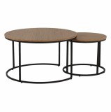Cumpara ieftin Set 2 masute cafea mdf maro stejar metal negru Iklin 80x45 cm, 50x40 cm