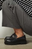Medicine mocasini de piele femei, culoarea negru, cu platforma