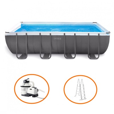 Piscina cu cadru metalic Intex, dreptunghiulara, cu pompa de filtrare si scara, 549 x 274 x 132 cm foto