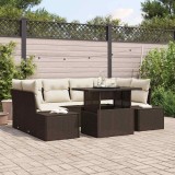 Cumpara ieftin Set de canapele pentru grădină cu pernă 7 pcs maro și crem