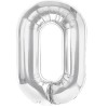 Balon folie metalizata litera o, flippy, 40 cm, umflati cu heliu sau aer, ambalaj individual, pai inclus, argintiu
