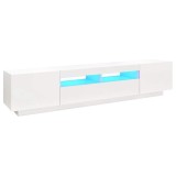 Cumpara ieftin Comoda TV cu lumini LED, alb, 200x35x40cm