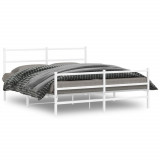 VidaXL Cadru pat metalic cu tăblie de cap/picioare&nbsp;, alb, 160x200 cm