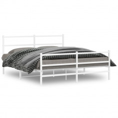 vidaXL Cadru pat metalic cu tăblie de cap/picioare , alb, 160x200 cm