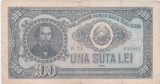 Bancnotă Rom&acirc;nia 100 lei 1952 Nicolae Bălcescu, seria n22 nr. 636023