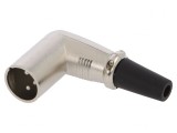 Mufă XLR Tată 3 Pin 90&deg; Cablu Argint, CLIFF