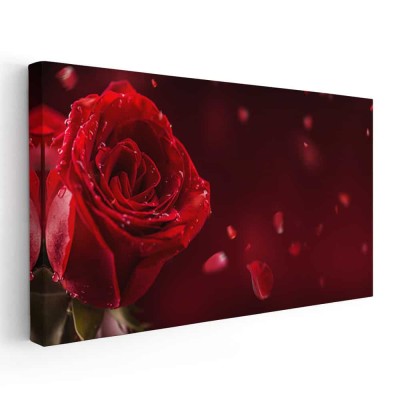 Tablou floare trandafir rosu 1767 Tablou canvas pe panza CU RAMA 60x120 cm foto