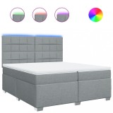 Cumpara ieftin Pat box spring cu saltea, gri deschis, 200x200 cm, textil