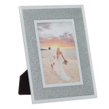 Ramă Foto din Sticlă, Model Oglindă, Glitter, Argintiu, 10x15cm, Oem