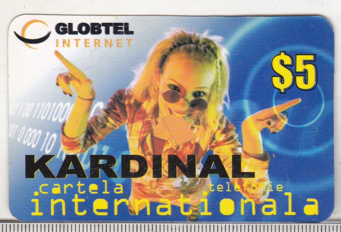 bnk card Cartela telefonica de colectie - Globtel Internet Kardinal 5 $