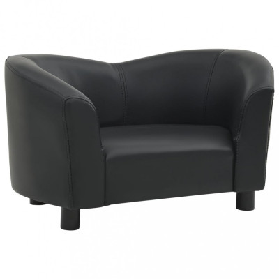 Canapea pentru c&amp;acirc;ini, negru, 67x41x39 cm, piele ecologică foto