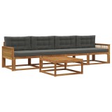 vidaXL Set de canapele de exterior cu pernă 5 pcs Natural și Antracit 3382330