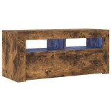 Cumpara ieftin Comoda TV cu lumini LED, stejar fumuriu, 90x35x40 cm
