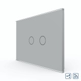 Cumpara ieftin Intrerupator dublu wireless cu touch Livolo din sticla, gri, standard italian