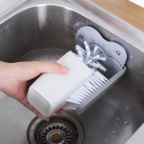 Perie Dubla Spalare Pahare/Recipiente cu Ventuza, Plastic, Alb/Gri, 17cm - Universala