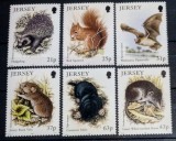 Jersey 1999 fauna veverițe,arici,, liliac, c&acirc;rtița, serie 6v neștampilat